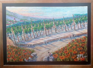 Peinture intitulée "Vignes piémontaises" par Jean-Pierre Loubinoux, Œuvre d'art originale, Acrylique Monté sur Châssis en bo…