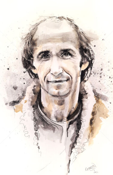 Peinture intitulée "Portrait de Loïc Ca…" par Paul Lebrun, Œuvre d'art originale, Encre