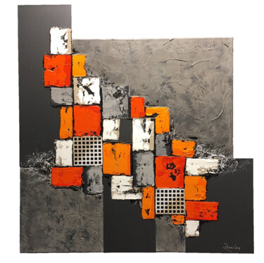 Malerei mit dem Titel "CASCADE ORANGER" von Fabienne Rosalina, Original-Kunstwerk, Acryl