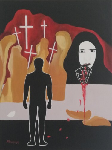 Pittura intitolato ""ΜΝΗΜΕΣ"" da Maria Karageorgiou, Opera d'arte originale, Acrilico