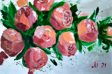 Peinture intitulée "Roses for Anniversa…" par Julia Velyka, Œuvre d'art originale, Acrylique Monté sur Châssis en bois
