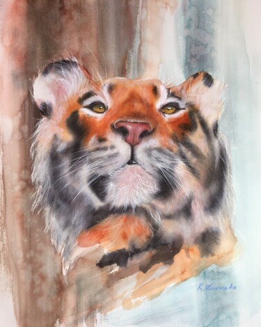Painting titled "Those eyes are deep" by Ksenia Lutsenko, Original Artwork, Watercolor