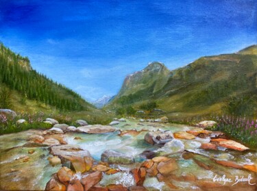Peinture intitulée "Indomptable torrent" par Evelyne Bidault, Œuvre d'art originale, Acrylique