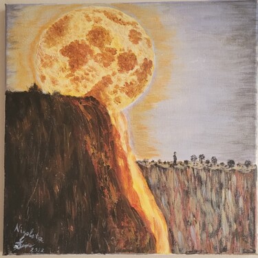 绘画 标题为“" melting moon "” 由Dochka Docheva, 原创艺术品, 丙烯