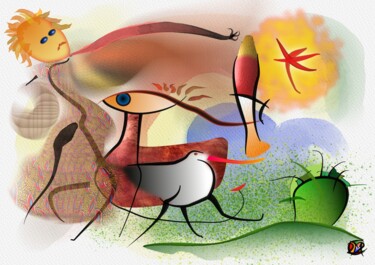 Digitale Kunst mit dem Titel "walking" von Chris Van Moorsel, Original-Kunstwerk, Digitale Malerei