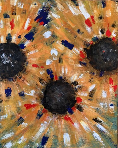 제목이 "3 Sunflowers"인 미술작품 Suzy Martin로, 원작, 아크릴