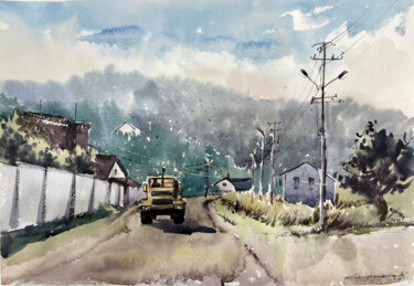 Skhidnitsya Village 绘画 标题为“Skhidnitsya Village” 由Bogdan Shiptenko, 原创艺术品, 水彩
