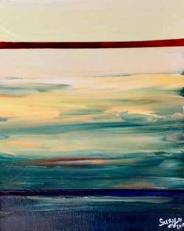 제목이 "Red Line Sunset"인 미술작품 Suzy Martin로, 원작, 아크릴