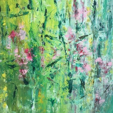 Peinture intitulée "Lauriers roses 3" par Claudine Janel, Œuvre d'art originale, Acrylique Monté sur Châssis en bois