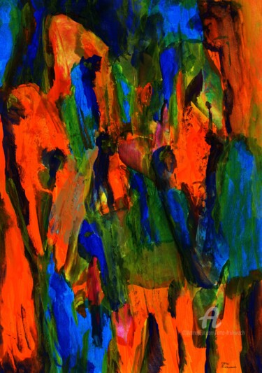 Painting titled "Die Besucher - Les…" by Otto Frühwach, Original Artwork, Acrylic