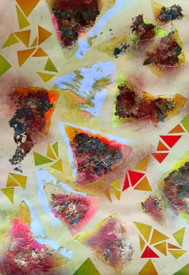 Warm volour spectrum triangles Collages titled "Warm volour spectru…" by Lynda Rosemarie Stevens, Original Artwork, Collages