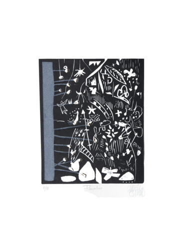 Printmaking titled "Floralies" by Christine Guichard, Original Artwork, Linocuts