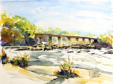 Pont ferroviaire du parc à Michel à St-Félicien Dessin intitulée "Pont ferroviaire du…" par René Blanchet, Œuvre d'art originale, Encre