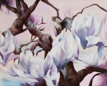 "A Happy Sparrow" başlıklı Tablo Larissa Egner tarafından, Orijinal sanat, Petrol