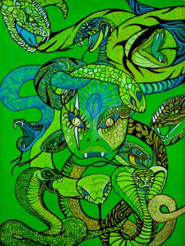 "Snakes" başlıklı Tablo Charly Araña tarafından, Orijinal sanat, Akrilik