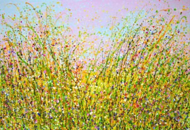 绘画 标题为“Pink evening. Flowe…” 由Iryna Kastsova, 原创艺术品, 丙烯 安装在木质担架架上