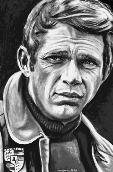 图画 标题为“Steve Mc Queen” 由Richard Hanssens, 原创艺术品, 木炭