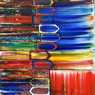 Schilderij getiteld "Keep Moving Forward" door Preston M. Smith (PMS), Origineel Kunstwerk, Olie