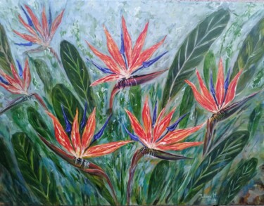 绘画 标题为“Birds of Paradise f…” 由Iuliana Moraru Murgulescu (Iulia), 原创艺术品, 丙烯