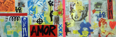 Painting titled "SPACO Amor , 2022…" by Spaco, Original Artwork, Spray paint Mounted on Wood Stretcher frame