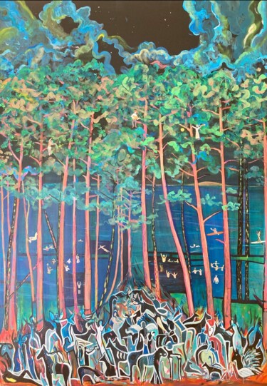 Painting titled "Le bûcher des vanit…" by Pierre Carret, Original Artwork, Acrylic
