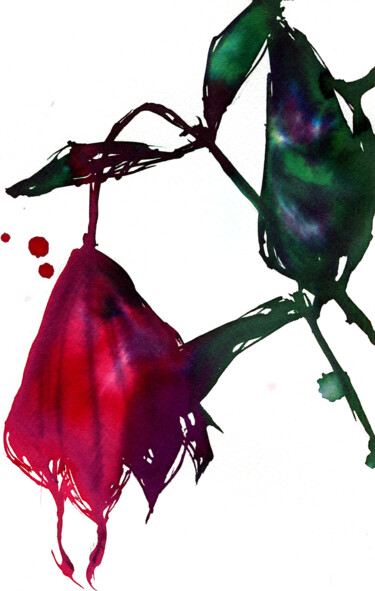 图画 标题为“Flower #4” 由Anja Rudko, 原创艺术品, 水彩