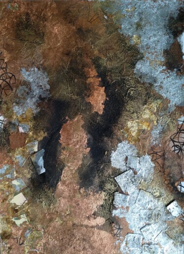 Copper and Silver Collages titled "Copper and Silver" by Lynda Rosemarie Stevens, Original Artwork, Collages