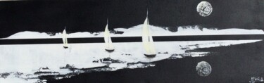 Trio lunaire Peinture intitulée "Trio lunaire" par Marie-Pascale Le Goff (L’île à L’eau), Œuvre d'art originale, Acrylique Monté sur Châs…