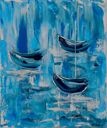 绘画 标题为“Bateaux bleu II” 由Anne Marie Palaze, 原创艺术品, 丙烯