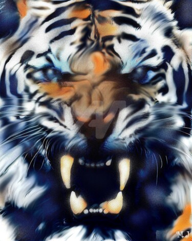 数字艺术 标题为“Big white tiger - P…” 由Armajay, 原创艺术品, 数字油画