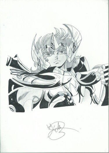 图画 标题为“SAINT SEIYA ZODIAC…” 由Eduardo Bustos Segovia, 原创艺术品, 墨 安装在纸板上