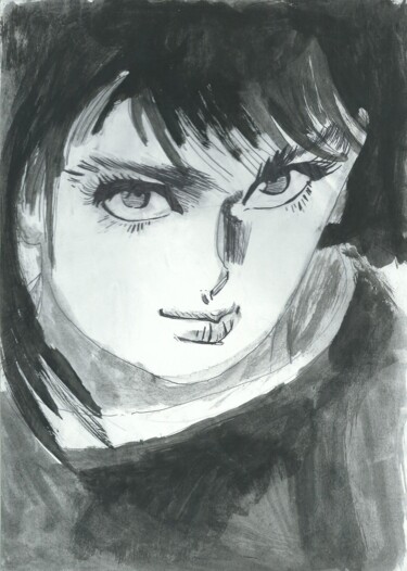 MAI MANGA 1993 TRIBUTE INK VINTAGE RETRO COMIC ILLUSTRATION "MAI MANGA 1993 TRIB…" başlıklı Resim Eduardo Bustos Segovia tarafından, Orijinal sanat, Mürekkep Karton üzerine monte edilm…