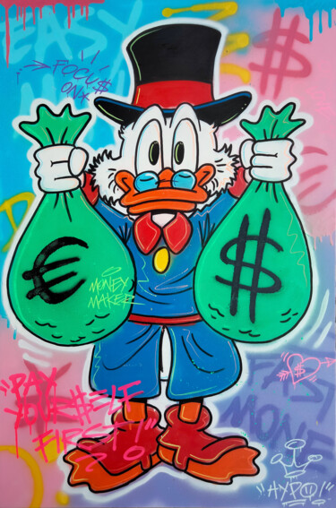 绘画 标题为“Uncle Scrooge - Mon…” 由Alessio Hassan Alì (Hipo), 原创艺术品, 丙烯 安装在木质担架架上