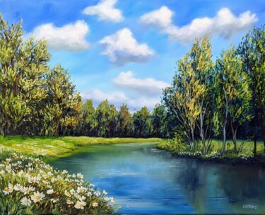 Peinture intitulée "Sommer Fluss 6.22" par Olga Hanns (O. Hanns), Œuvre d'art originale, Huile