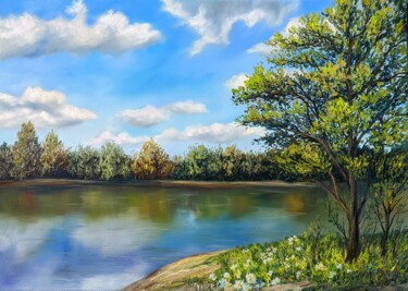 Peinture intitulée "Sommer Landschaft 7…" par Olga Hanns (O. Hanns), Œuvre d'art originale, Huile