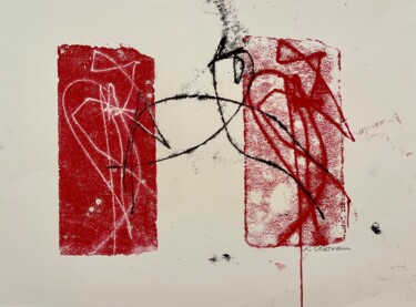 Druckgrafik mit dem Titel "Augenblick #5" von Irene Ostermann, Original-Kunstwerk, Monotypie