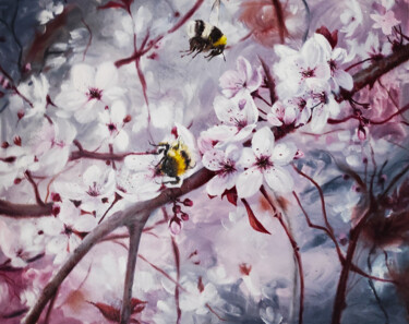 Painting titled "Busy Morning" by Larissa Egner, Original Artwork, Oil