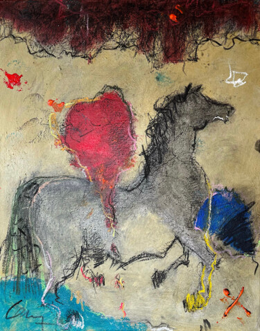 绘画 标题为“Cheval contradictoi…” 由Claude-Yvan Conne, 原创艺术品, 丙烯 安装在木质担架架上