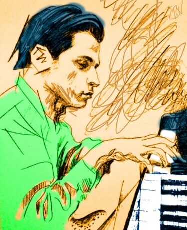 数字艺术 标题为“Glenn Gould” 由Ernesto Rivera Novoa, 原创艺术品, 数字油画
