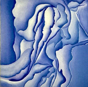 Peinture intitulée "Visage dans l'horte…" par Jchadima, Œuvre d'art originale, Huile Monté sur Châssis en bois