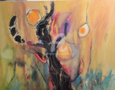 Peinture intitulée "L'Arbre aux Fées" par Monique Chef, Œuvre d'art originale, Acrylique