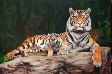 "King of The Jungle" başlıklı Tablo Leo Budhi tarafından, Orijinal sanat, Akrilik