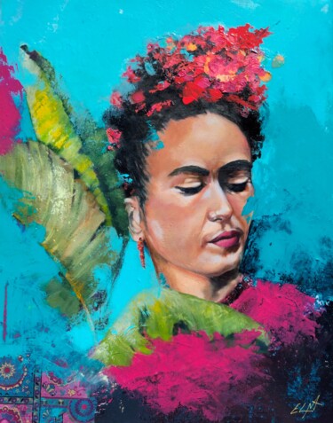 Peinture intitulée "CLIN D'OEIL A FRIDA" par Elma Sanchez Le Meur, Œuvre d'art originale, Acrylique Monté sur Châssis en bois
