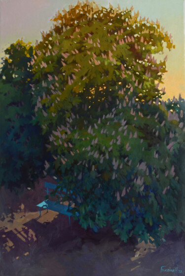 Châtaignier Painting titled "Châtaignier" by Nadia Boldina, Original Artwork, Oil Mounted on Wood Stretcher frame