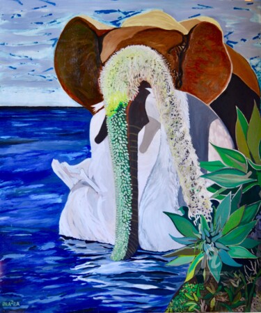 The agave flower, the swan and the elephant Ζωγραφική με τίτλο "The agave flower, t…" από Brazza, Αυθεντικά έργα τέχνης, Λάδι