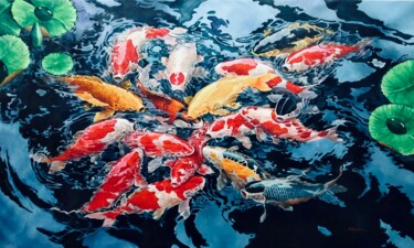 绘画 标题为“Spirit of the Koi” 由Namnjani, 原创艺术品, 油