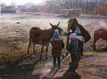 Peinture intitulée "Rencontre avec un p…" par Brigitte With, Œuvre d'art originale, Huile