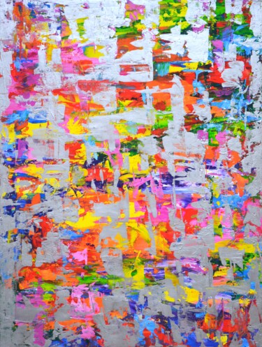 Painting titled "Expression with sil…" by Iryna Kastsova, Original Artwork, Acrylic Mounted on Wood Stretcher frame