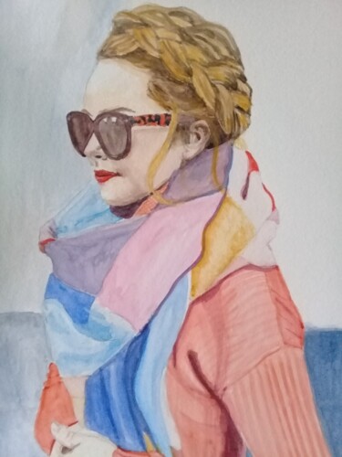Schilderij getiteld "Lunetta" door Bonifacio Contreras, Origineel Kunstwerk, Aquarel