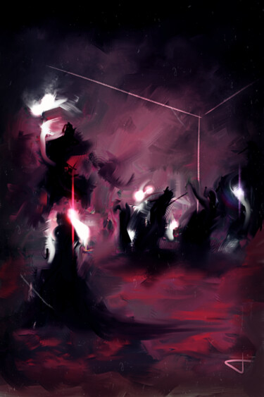 绘画 标题为“Insomnites II” 由David Turenne, 原创艺术品, 数字油画 安装在木质担架架上
